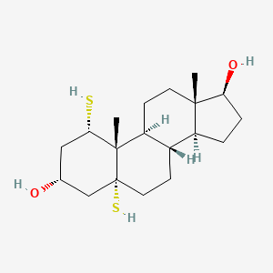 molecular formula C19H32O2S2 B1208224 1alpha,5alpha-Dimercaptoandrostane-3alpha,17beta-diol CAS No. 6961-14-4