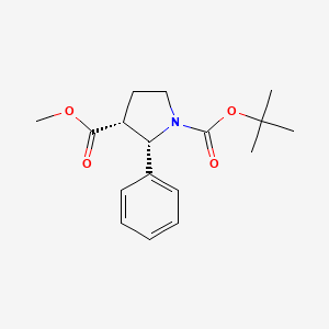 molecular formula C17H23NO4 B12082278 1,3-Pyrrolidinedicarboxylic acid, 2-phenyl-, 1-(1,1-dimethylethyl) 3-methyl ester, (2R,3S)-rel- CAS No. 2216751-10-7