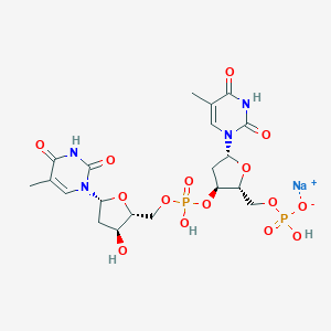 molecular formula C20H27N4NaO15P2 B120823 sodium;[(2R,3S,5R)-3-[hydroxy-[[(2R,3S,5R)-3-hydroxy-5-(5-methyl-2,4-dioxopyrimidin-1-yl)oxolan-2-yl]methoxy]phosphoryl]oxy-5-(5-methyl-2,4-dioxopyrimidin-1-yl)oxolan-2-yl]methyl hydrogen phosphate CAS No. 159002-33-2