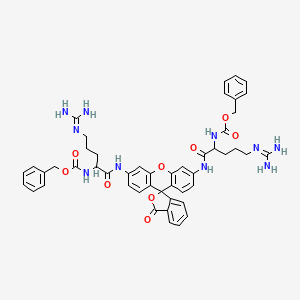 molecular formula C48H50N10O9 B1208237 benzyl N-[5-(diaminomethylideneamino)-1-[[6'-[[5-(diaminomethylideneamino)-2-(phenylmethoxycarbonylamino)pentanoyl]amino]-3-oxospiro[2-benzofuran-1,9'-xanthene]-3'-yl]amino]-1-oxopentan-2-yl]carbamate CAS No. 87533-95-7