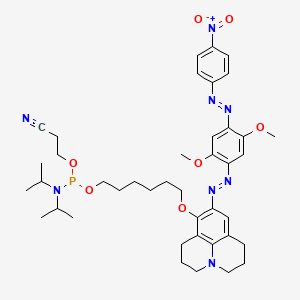 molecular formula C41H55N8O7P B12082510 Phosphoramidous acid, N,N-bis(1-methylethyl)-, 2-cyanoethyl 6-[[9-[2-[2,5-dimethoxy-4-[2-(4-nitrophenyl)diazenyl]phenyl]diazenyl]-2,3,6,7-tetrahydro-1H,5H-benzo[ij]quinolizin-8-yl]oxy]hexyl ester CAS No. 1027512-25-9