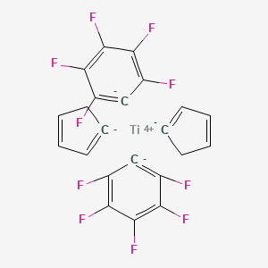 molecular formula C22H10F10Ti B12082882 cyclopenta-1,3-diene;1,2,3,4,5-pentafluorobenzene-6-ide;titanium(4+) 