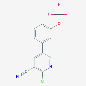 molecular formula C13H6ClF3N2O B12082919 2-Chloro-5-(3-(trifluoromethoxy)phenyl)nicotinonitrile 