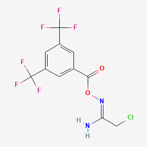 molecular formula C11H7ClF6N2O2 B12082964 Benzoic acid, 3,5-bis(trifluoromethyl)-, (2-chloro-1-iminoethyl)azanyl ester 