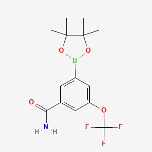 molecular formula C14H17BF3NO4 B12083048 3-(4,4,5,5-Tetramethyl-1,3,2-dioxaborolan-2-yl)-5-(trifluoromethoxy)benzamide 