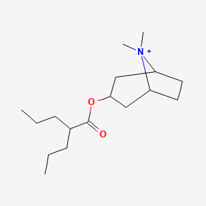 molecular formula C17H32NO2+ B1208317 8,8-Dimethyl-3-[(2-propylpentanoyl)oxy]-8-azoniabicyclo[3.2.1]octane CAS No. 70642-90-9