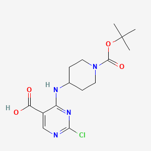 molecular formula C15H21ClN4O4 B12083328 4-((1-(tert-Butoxycarbonyl)piperidin-4-yl)amino)-2-chloropyrimidine-5-carboxylic acid 