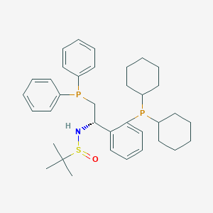 molecular formula C36H49NOP2S B12083507 (R)-N-((S)-1-(2-(Dicyclohexylphosphanyl)phenyl)-2-(diphenylphosphanyl)ethyl)-2-methylpropane-2-sulfinamide 