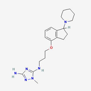 molecular formula C20H30N6O B1208351 3-Amino-5-(3-(4-(1-piperidinoindanyloxy))propylamino)-1-methyl-1H-1,2,4-triazole CAS No. 95992-79-3