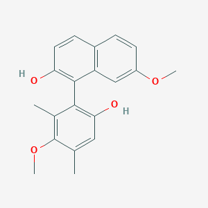 molecular formula C20H20O4 B12083540 1-(6-Hydroxy-3-methoxy-2,4-dimethylphenyl)-7-methoxynaphthalen-2-OL 
