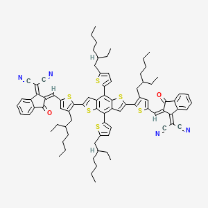 molecular formula C84H86N4O2S6 B12083569 2-[(2Z)-2-[[5-[2-[5-[(Z)-[1-(dicyanomethylidene)-3-oxoinden-2-ylidene]methyl]-3-(2-ethylhexyl)thiophen-2-yl]-4,8-bis[5-(2-ethylhexyl)thiophen-2-yl]thieno[2,3-f][1]benzothiol-6-yl]-4-(2-ethylhexyl)thiophen-2-yl]methylidene]-3-oxoinden-1-ylidene]propanedinitrile 