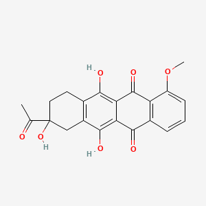 molecular formula C21H18O7 B1208360 5,12-Naphthacenedione, 8-acetyl-7,8,9,10-tetrahydro-6,8,11-trihydroxy-1-methoxy- CAS No. 35994-56-0