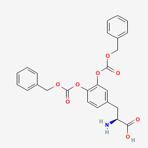 molecular formula C25H23NO8 B1208368 (2S)-2-amino-3-[3,4-bis(phenylmethoxycarbonyloxy)phenyl]propanoic acid CAS No. 64171-32-0