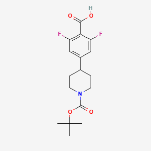 molecular formula C17H21F2NO4 B12083680 4-(1-(tert-Butoxycarbonyl)piperidin-4-yl)-2,6-difluorobenzoic acid 
