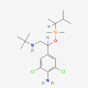 molecular formula C19H34Cl2N2OSi B1208381 Benzeneethanamine, 4-amino-3,5-dichloro-N-(1,1-dimethylethyl)-beta-(((1,2-dimethylpropyl)dimethylsilyl)oxy)- CAS No. 99291-29-9
