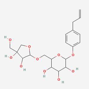 molecular formula C20H28O10 B12084061 2-[[3,4-Dihydroxy-4-(hydroxymethyl)oxolan-2-yl]oxymethyl]-6-(4-prop-2-enylphenoxy)oxane-3,4,5-triol 