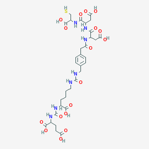 molecular formula C33H45N7O17S B12084067 2-[[1-Carboxy-5-[[4-[2-[[3-carboxy-1-[[3-carboxy-1-[(1-carboxy-2-sulfanylethyl)amino]-1-oxopropan-2-yl]amino]-1-oxopropan-2-yl]amino]-2-oxoethyl]phenyl]methylcarbamoylamino]pentyl]carbamoylamino]pentanedioic acid 