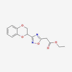molecular formula C14H14N2O5 B12084138 1,2,4-Oxadiazole-5-acetic acid, 3-(2,3-dihydro-1,4-benzodioxin-2-yl)-, ethyl ester CAS No. 662138-24-1