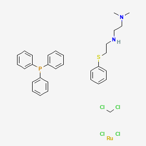 molecular formula C31H37Cl4N2PRuS B12084209 Dichloro[rel-[N2(S)]-N1,N1-dimethyl-N2-[2-[(R)-phenylthio-kappaS]ethyl]-1,2-ethanediamine-kappaNN1,kappaN2](triphenylphosphine)ruthenium(II), compd. with dichloromethane 
