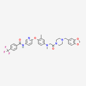 molecular formula C35H34F3N5O5 B12084289 N-(6-(4-((2-(4-(Benzo[d][1,3]dioxol-5-ylmethyl)piperazin-1-yl)-2-oxoethyl)(methyl)amino)-2-methylphenoxy)pyridin-3-yl)-4-(trifluoromethyl)benzamide 