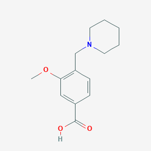 molecular formula C14H19NO3 B12084298 3-Methoxy-4-(piperidin-1-ylmethyl)benzoic acid 