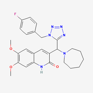 3-[1-azepanyl-[1-[(4-fluorophenyl)methyl]-5-tetrazolyl]methyl]-6,7-dimethoxy-1H-quinolin-2-one