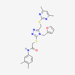 N-(3,4-dimethylphenyl)-2-[[5-[[(4,6-dimethyl-2-pyrimidinyl)thio]methyl]-4-(2-furanylmethyl)-1,2,4-triazol-3-yl]thio]acetamide