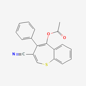 molecular formula C19H13NO2S B12084438 1-Benzothiepin-3-carbonitrile, 5-(acetyloxy)-4-phenyl- CAS No. 58665-35-3