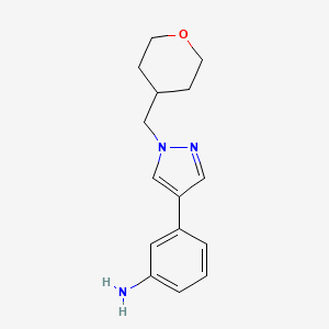 molecular formula C15H19N3O B12084546 3-(1-((Tetrahydro-2H-pyran-4-yl)methyl)-1H-pyrazol-4-yl)aniline 