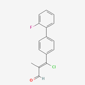 molecular formula C16H12ClFO B12084707 3-Chloro-3-(2'-fluoro[1,1'-biphenyl]-4-yl)-2-methylacrylaldehyde 