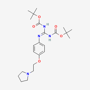 molecular formula C23H36N4O5 B12084714 CarbaMic acid, N-[[[(1,1-diMethylethoxy)carbonyl]aMino][[4-[2-(1-pyrrolidinyl)ethoxy]phenyl]aMino]Methylene]-, 1,1-diMethylethyl ester, [N(Z)]- CAS No. 1143571-96-3