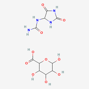 molecular formula C10H16N4O10 B12084734 (2,5-Dioxoimidazolidin-4-yl)urea;3,4,5,6-tetrahydroxyoxane-2-carboxylic acid 
