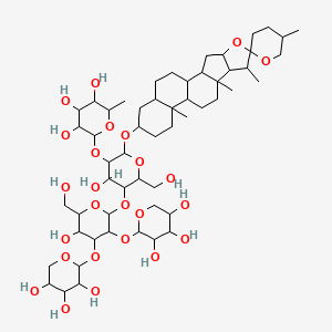 molecular formula C55H90O25 B12084844 2-[4-Hydroxy-5-[5-hydroxy-6-(hydroxymethyl)-3,4-bis[(3,4,5-trihydroxyoxan-2-yl)oxy]oxan-2-yl]oxy-6-(hydroxymethyl)-2-(5',7,9,13-tetramethylspiro[5-oxapentacyclo[10.8.0.02,9.04,8.013,18]icosane-6,2'-oxane]-16-yl)oxyoxan-3-yl]oxy-6-methyloxane-3,4,5-triol CAS No. 4939-89-3
