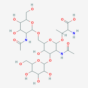 molecular formula C26H45N3O18 B12084849 2-Amino-3-{[3-acetamido-6-({[3-acetamido-4,5-dihydroxy-6-(hydroxymethyl)oxan-2-yl]oxy}methyl)-5-hydroxy-4-{[3,4,5-trihydroxy-6-(hydroxymethyl)oxan-2-yl]oxy}oxan-2-yl]oxy}butanoic acid 