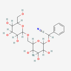 molecular formula C20H27NO11 B1208485 Benzeneacetonitrile, alpha-((6-O-beta-D-glucopyranosyl-beta-D-glucopyranosyl)oxy)- CAS No. 51371-34-7