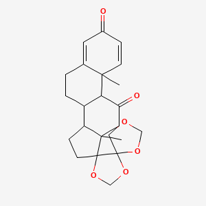 molecular formula C23H28O6 B12084885 Pregna-1,4-diene-3,11-dione, 17,20:20,21-bis[methylenebis(oxy)]- 