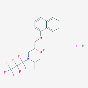 molecular formula C19H21F7INO2 B120849 2-Propanol, 1-((heptafluoropropyl)(1-methylethyl)amino)-3-(1-naphthalenyloxy)-, hydroiodide CAS No. 149825-35-4