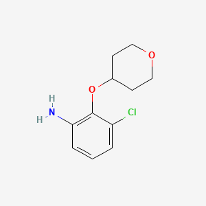 molecular formula C11H14ClNO2 B12085064 3-Chloro-2-((tetrahydro-2H-pyran-4-yl)oxy)aniline 