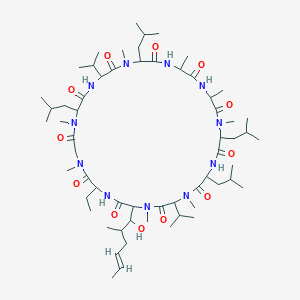 molecular formula C61H109N11O12 B12085115 30-ethyl-33-[(E)-1-hydroxy-2-methylhex-4-enyl]-1,4,10,12,15,19,25,28-octamethyl-6,9,18,24-tetrakis(2-methylpropyl)-3,21-di(propan-2-yl)-1,4,7,10,13,16,19,22,25,28,31-undecazacyclotritriacontane-2,5,8,11,14,17,20,23,26,29,32-undecone 