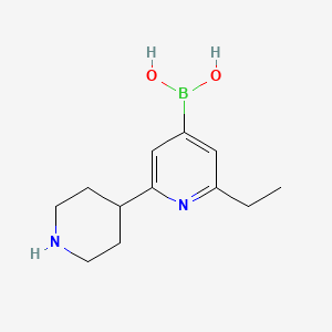 molecular formula C12H19BN2O2 B12085230 Boronic acid, B-[2-ethyl-6-(4-piperidinyl)-4-pyridinyl]- CAS No. 2225176-39-4