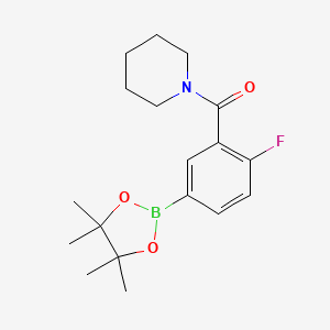 molecular formula C18H25BFNO3 B12085263 1-{[2-Fluoro-5-(tetramethyl-1,3,2-dioxaborolan-2-yl)phenyl]carbonyl}piperidine 