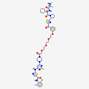 molecular formula C54H68ClN11O9S2 B12085333 N-(2-chloro-6-methylphenyl)-2-[[6-[4-[2-[2-[2-[2-[3-[2-[1-[2-cyclohexyl-2-[2-(methylamino)propanoylamino]acetyl]pyrrolidin-2-yl]-1,3-thiazole-4-carbonyl]phenoxy]ethoxy]ethoxy]ethoxy]acetyl]piperazin-1-yl]-2-methylpyrimidin-4-yl]amino]-1,3-thiazole-5-carboxamide 