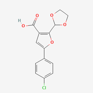 molecular formula C14H11ClO5 B12085455 5-(4-chlorophenyl)-2-(1,3-dioxolan-2-yl)furan-3-carboxylic Acid CAS No. 306936-13-0