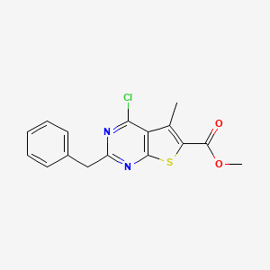 molecular formula C16H13ClN2O2S B12085486 Methyl 2-benzyl-4-chloro-5-methylthieno[2,3-d]pyrimidine-6-carboxylate 