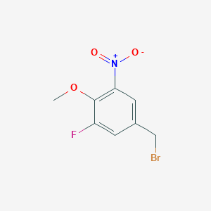 molecular formula C8H7BrFNO3 B12085725 Benzene, 5-(bromomethyl)-1-fluoro-2-methoxy-3-nitro- CAS No. 792936-53-9