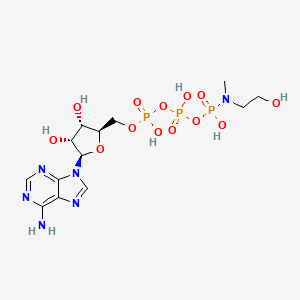 molecular formula C13H23N6O13P3 B1208580 [[[(2R,3S,4R,5R)-5-(6-aminopurin-9-yl)-3,4-dihydroxyoxolan-2-yl]methoxy-hydroxyphosphoryl]oxy-hydroxyphosphoryl]oxy-N-(2-hydroxyethyl)-N-methylphosphonamidic acid CAS No. 76644-51-4
