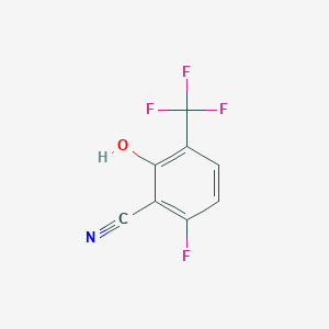 molecular formula C8H3F4NO B12085831 Benzonitrile, 6-fluoro-2-hydroxy-3-(trifluoromethyl)- CAS No. 1823930-53-5