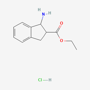 molecular formula C12H16ClNO2 B12085965 ethyl 1-amino-2,3-dihydro-1H-indene-2-carboxylate;hydrochloride CAS No. 327178-34-7