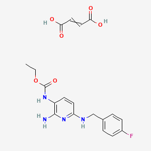 molecular formula C19H21FN4O6 B1208604 Ethyl 2-amino-6-(4-fluorobenzylamino)pyridin-3-ylcarbamate maleate 