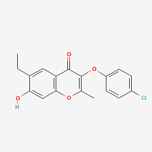 molecular formula C18H15ClO4 B12086044 3-(4-Chloro-phenoxy)-6-ethyl-7-hydroxy-2-methyl-chromen-4-one 